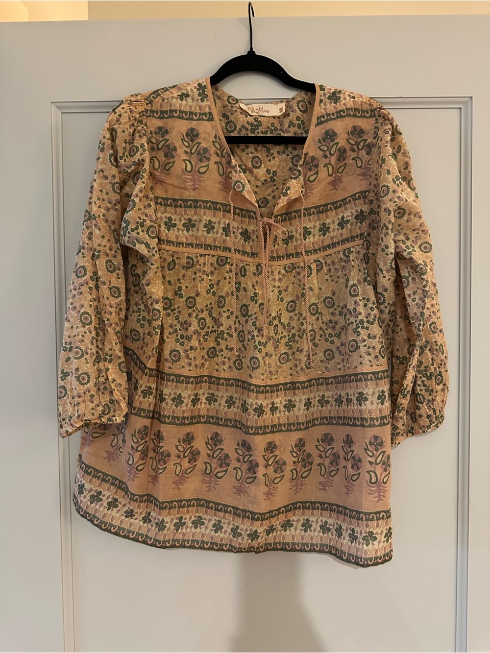 Women's Floral Tunic Top in Blush and Green